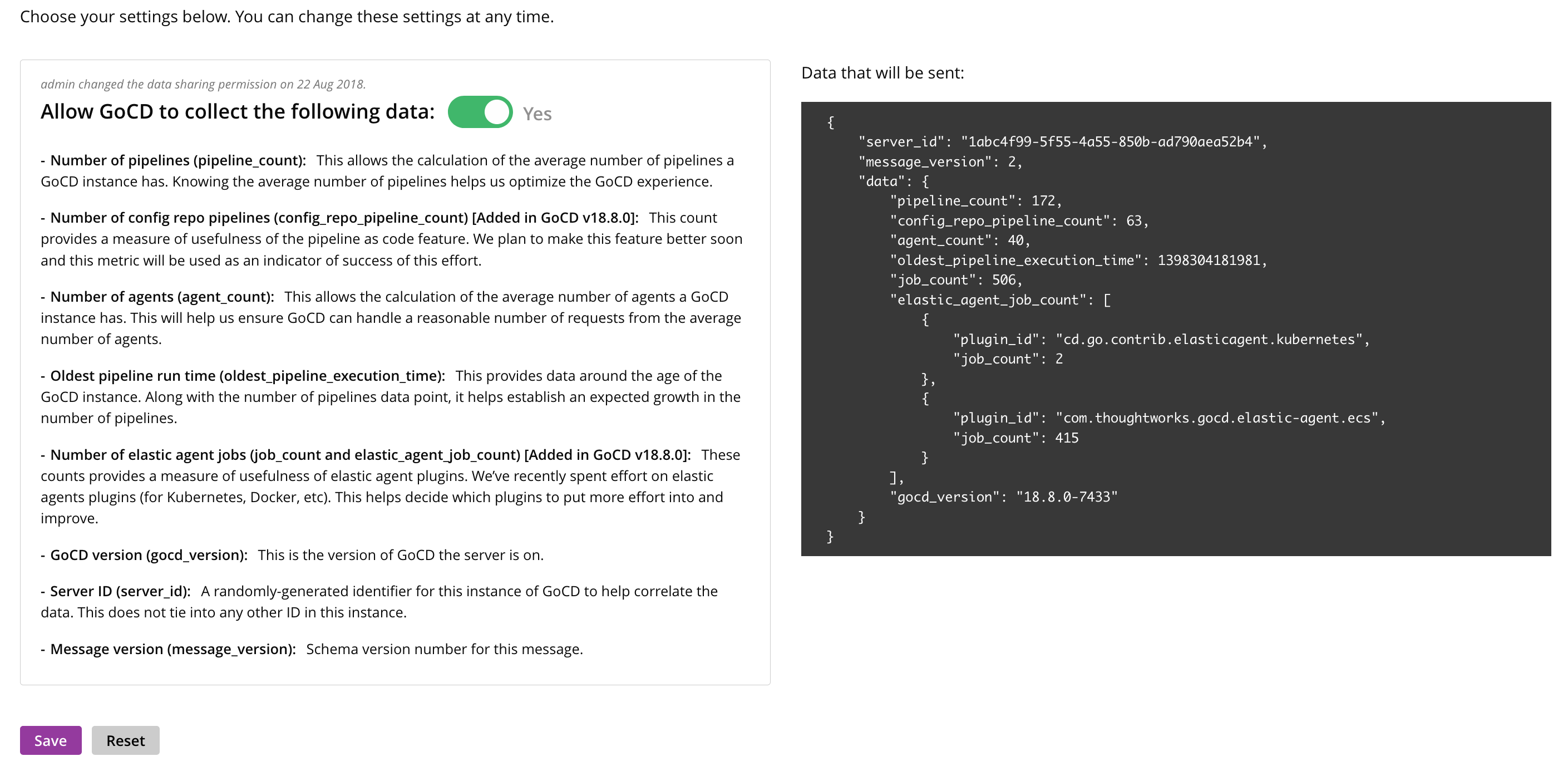 GoCD usage analytics