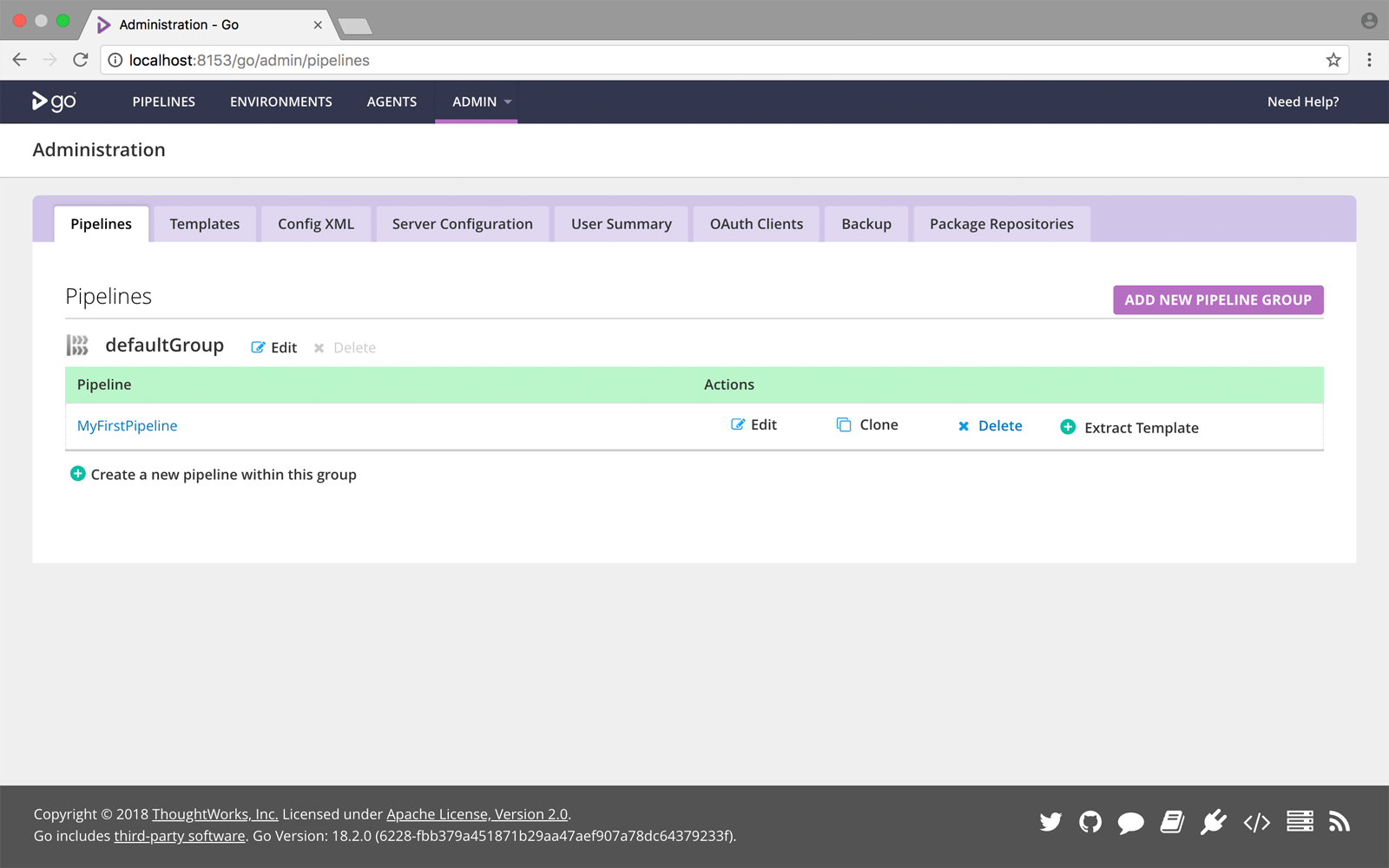 Pipeline Configuration page