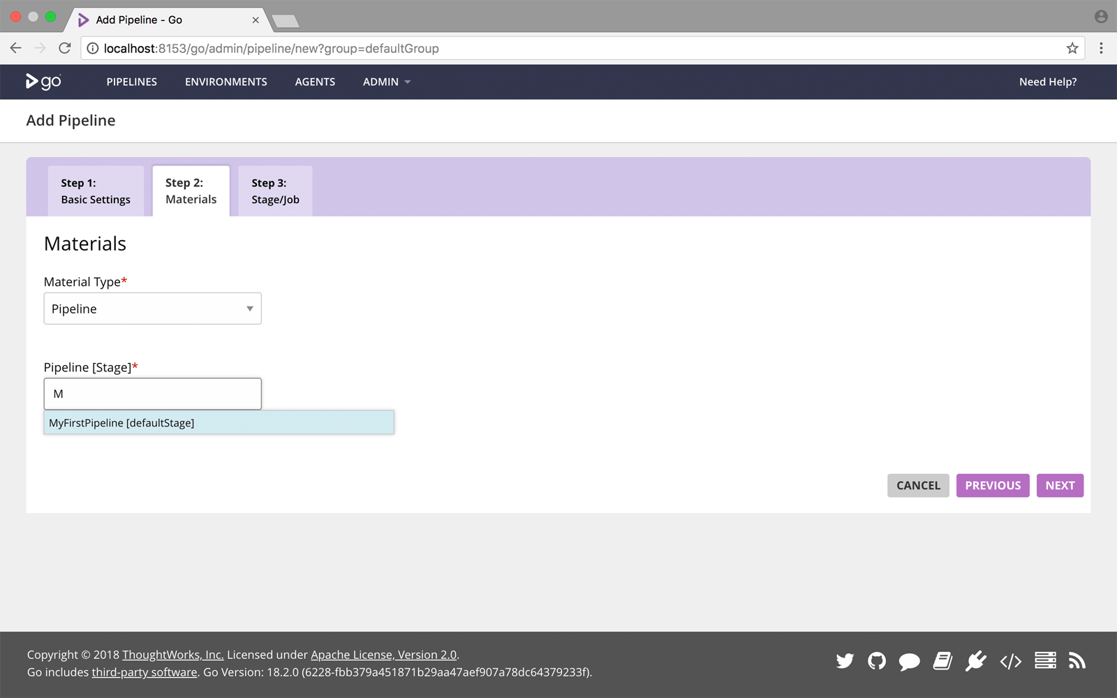 Autocompletion of the pipeline dependency material