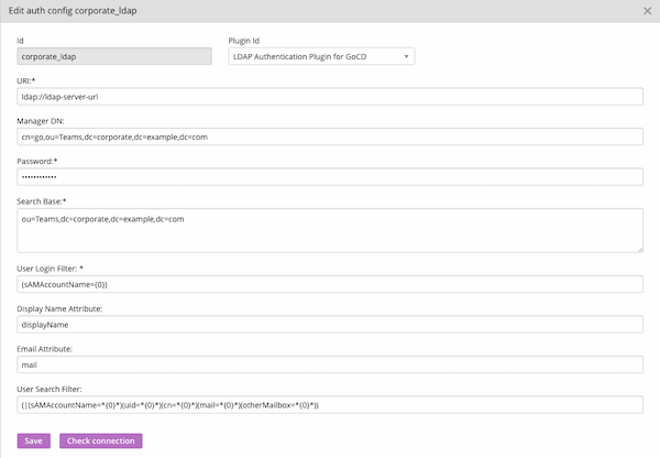 Example LDAP server configuration