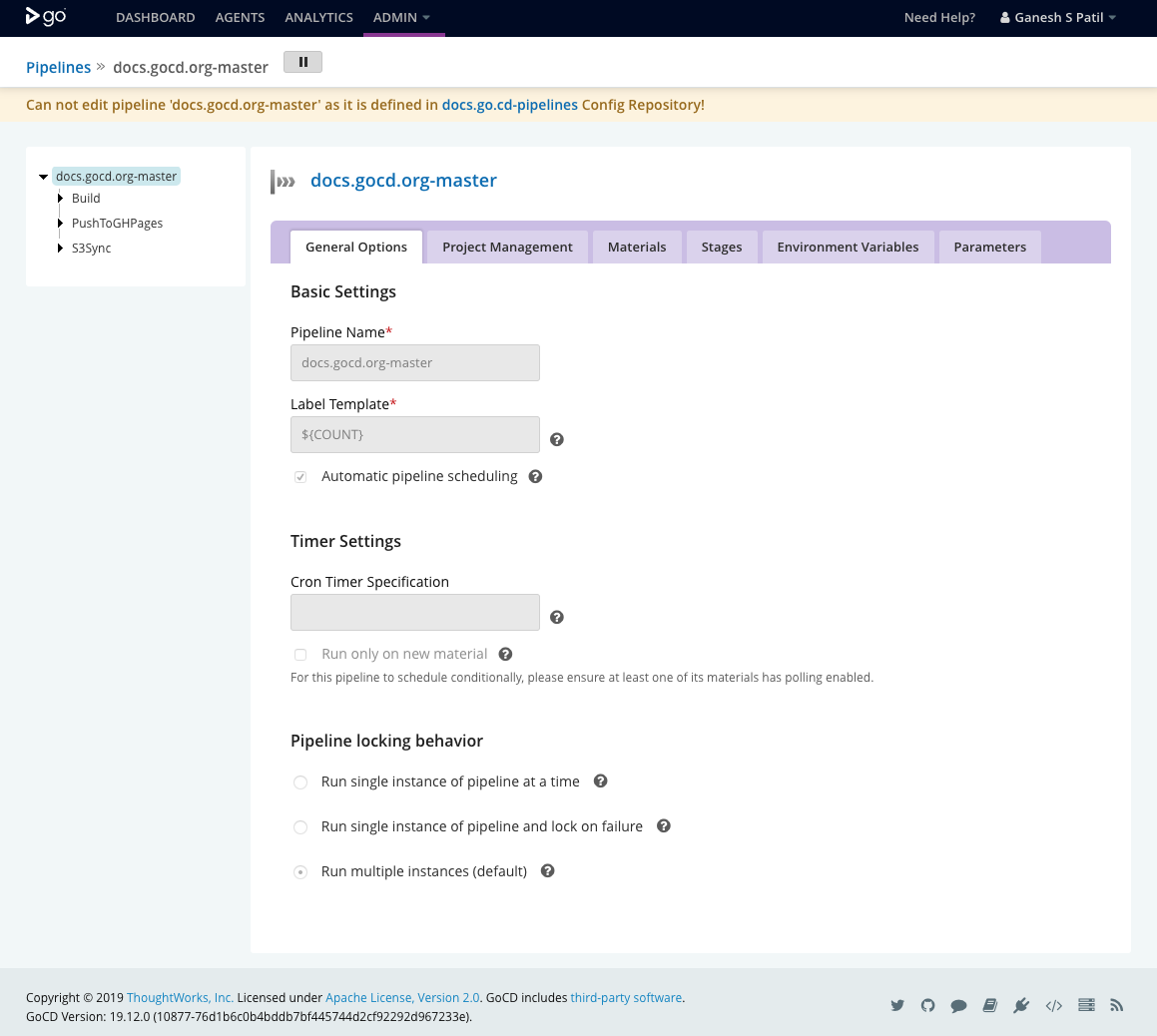 Read Only View for Config Repository Pipeline