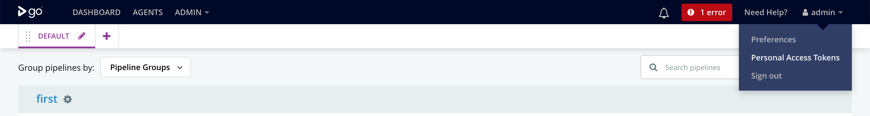“Navigate to personal access token”