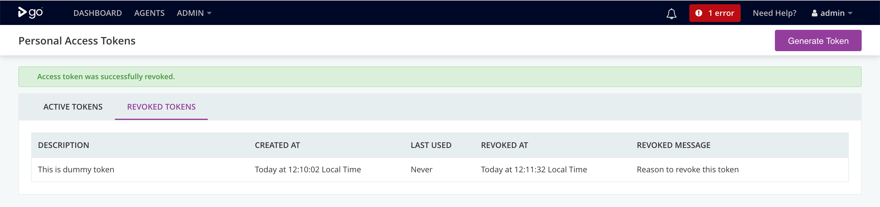 “revoked access token”