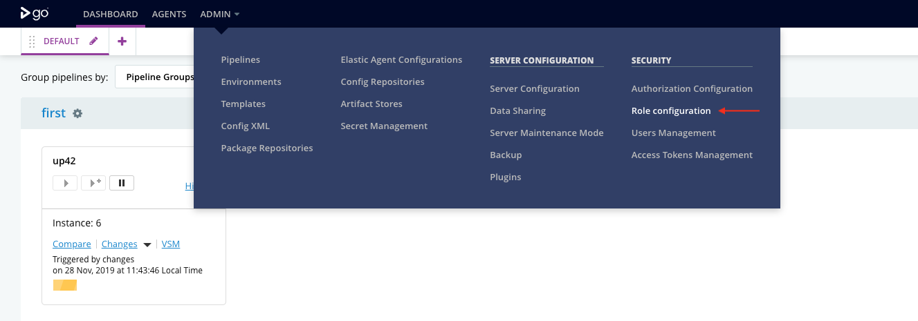 “Navigate to role configuration”
