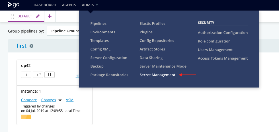 “Navigate to secret management”