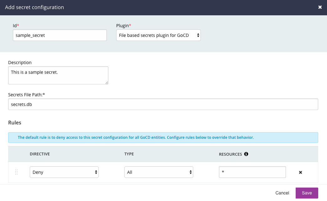 “Add Secret Modal”