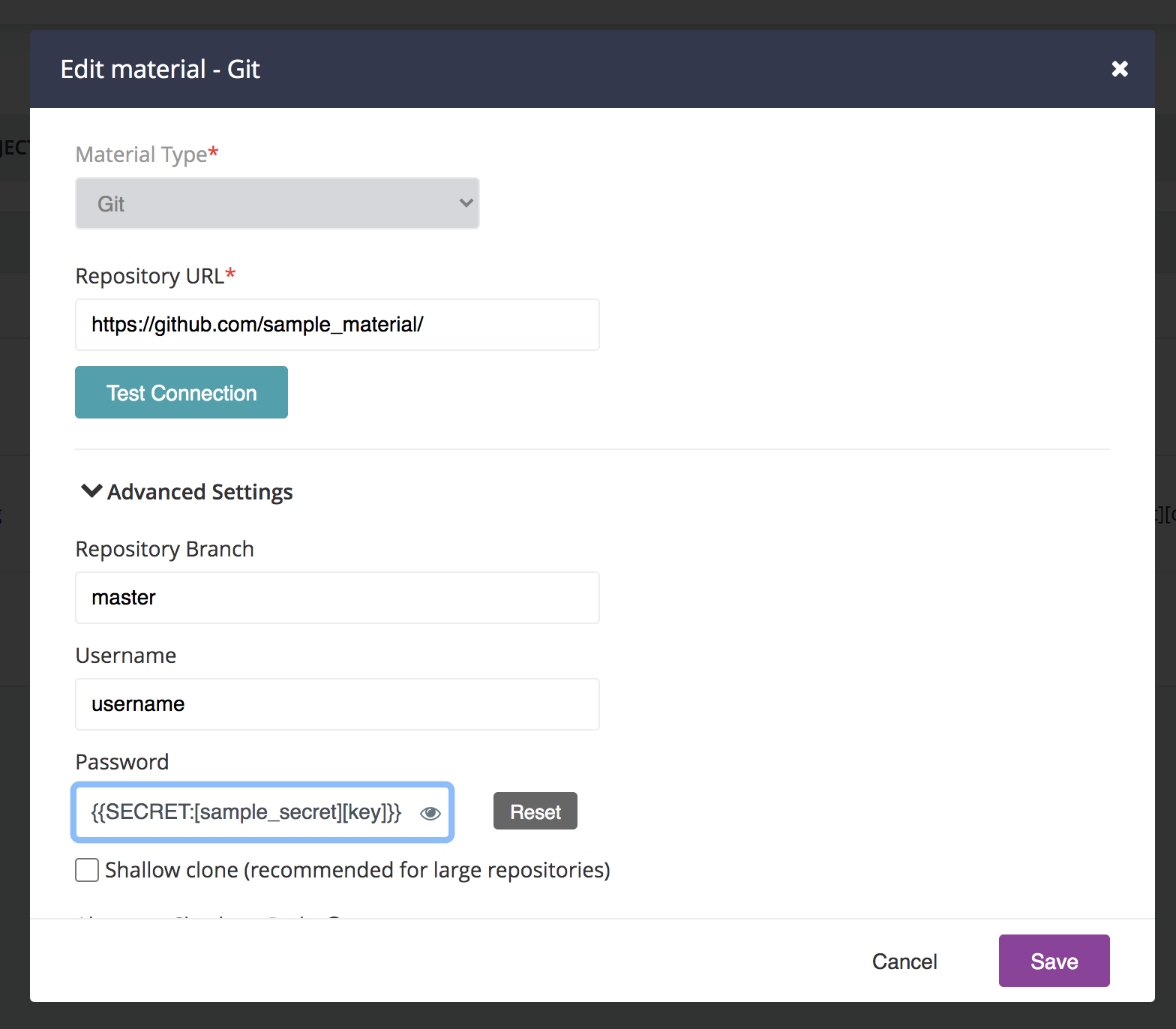 “Scm material configuration”