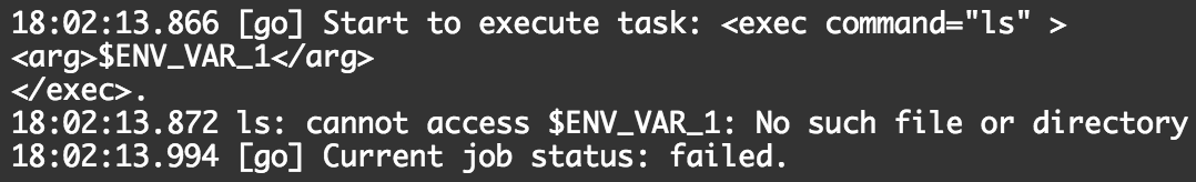 Figure 2: Result of wrong usage of environment variable
