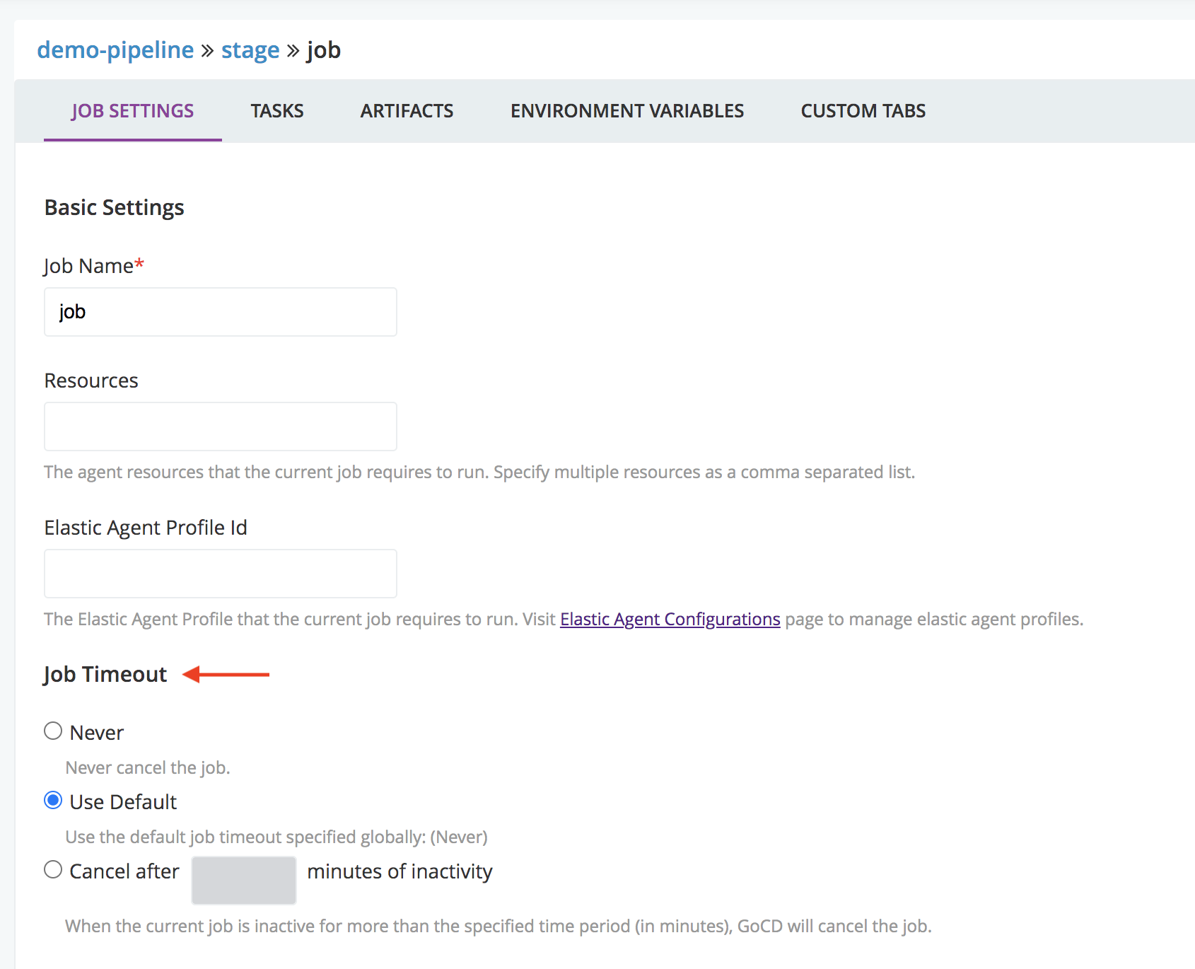 Job timeout settings